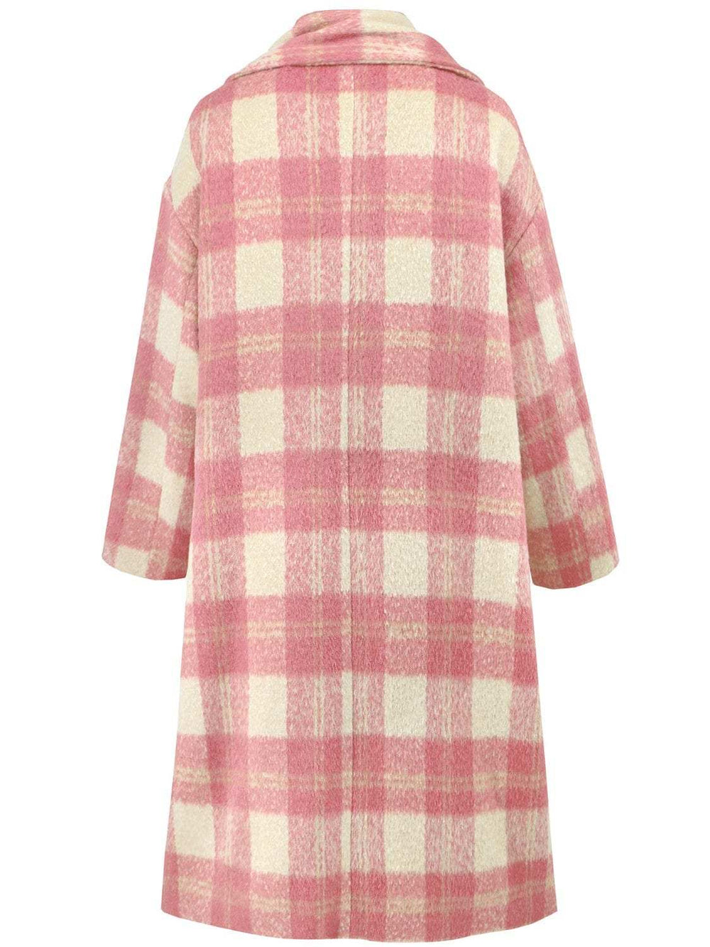 Plaid Button Up Long Sleeve Coat - Trendsi - Flyclothing LLC