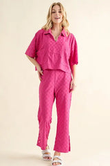 And The Why Brushed Texture Checker Board Pattern Casual Top - Trendsi - Flyclothing LLC