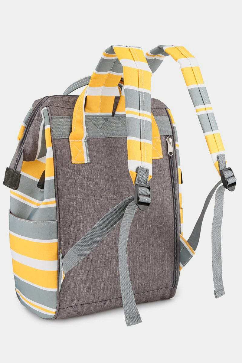 Himawari Striped Waterproof Nylon Backpack Bag with Side Pockets - Trendsi - Flyclothing LLC
