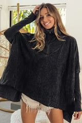 BiBi Vintage Washed Quilted Half Zip Top - Trendsi - Flyclothing LLC