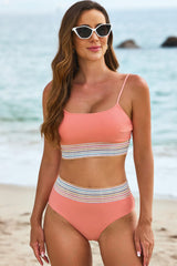 Scoop Neck Spaghetti Strap Bikini Set - Trendsi