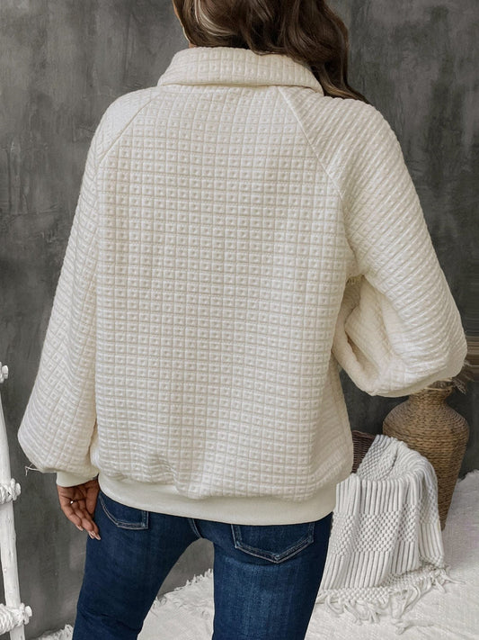 Half Button Long Sleeve Sweatshirt - Trendsi