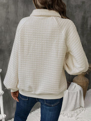 Half Button Long Sleeve Sweatshirt - Trendsi