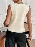 V-Neck Button Down Sweater Vest - Trendsi