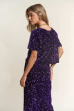 J.NNA Sequin Short Sleeve Crop T-Shirt - Trendsi - Flyclothing LLC
