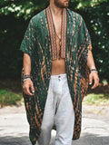 Men's Plus Size Printed Open Front Cover-Up - Trendsi