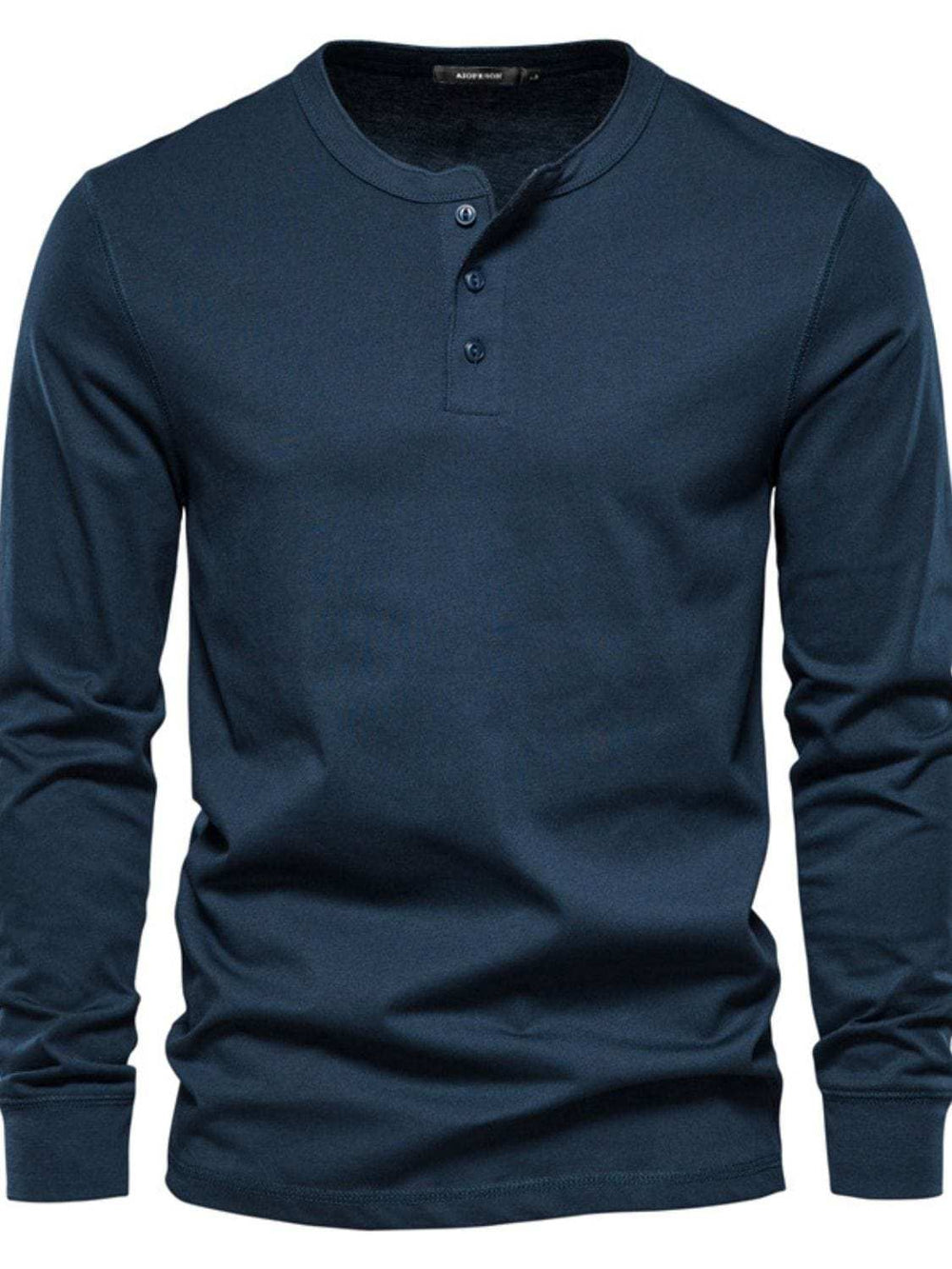 Men's Full Size Quarter Button Round Neck Long Sleeve T-Shirt Plus Size - Trendsi - Flyclothing LLC