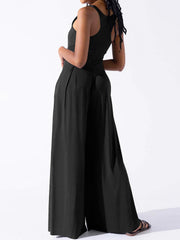 Square Neck Wide Strap Jumpsuit Trendsi