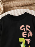 Children's Dinosaur Graphic Sweatshirt and Pants Set - Trendsi