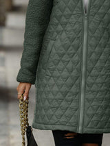 Texture Zip Up Long Sleeve Hooded Coat - Trendsi - Flyclothing LLC