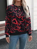Heart Dropped Shoulder Long Sleeve Sweatshirt - Trendsi