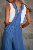 Distressed Wide Leg Denim Overalls - Trendsi