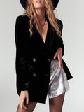 Lapel Collar Long Sleeve Blazer with Pockets - Trendsi