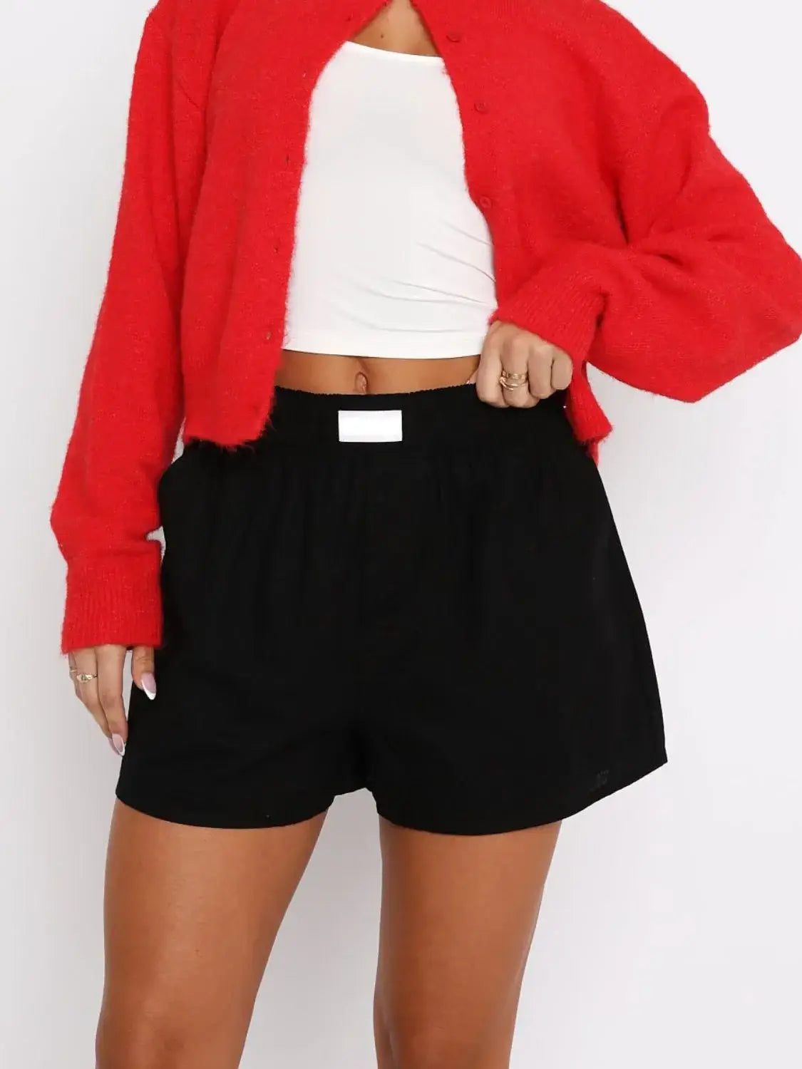 Elastic Waist Shorts - Trendsi - Flyclothing LLC