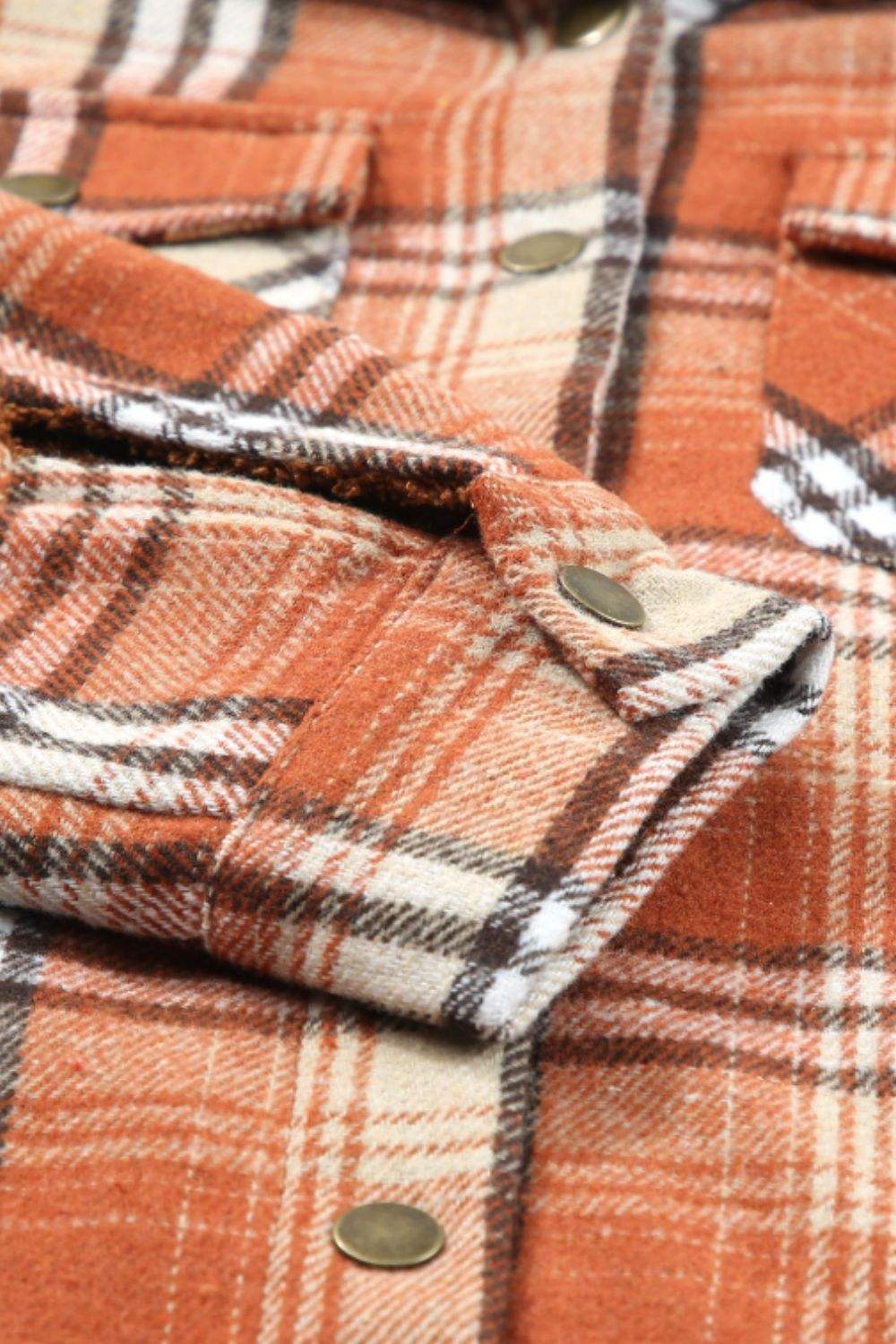 Plaid Button Up Long Sleeve Hooded Jacket - Trendsi - Flyclothing LLC