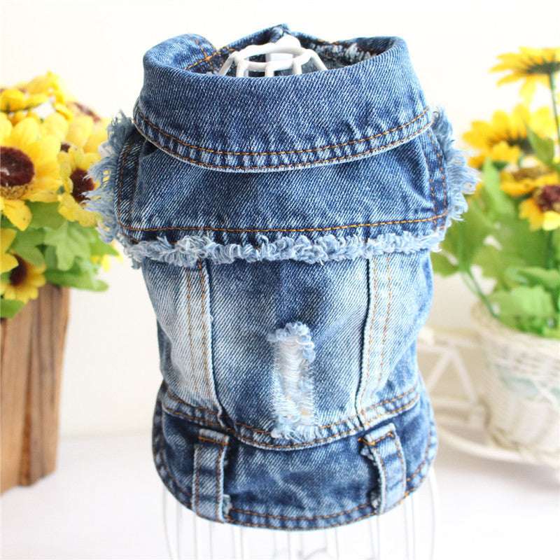 Designer Dog Clothes Small Dog Denim Jacket Coat Cat Costume Puppy Jeans Vest Spring Clothing - My Store - Flyclothing LLC