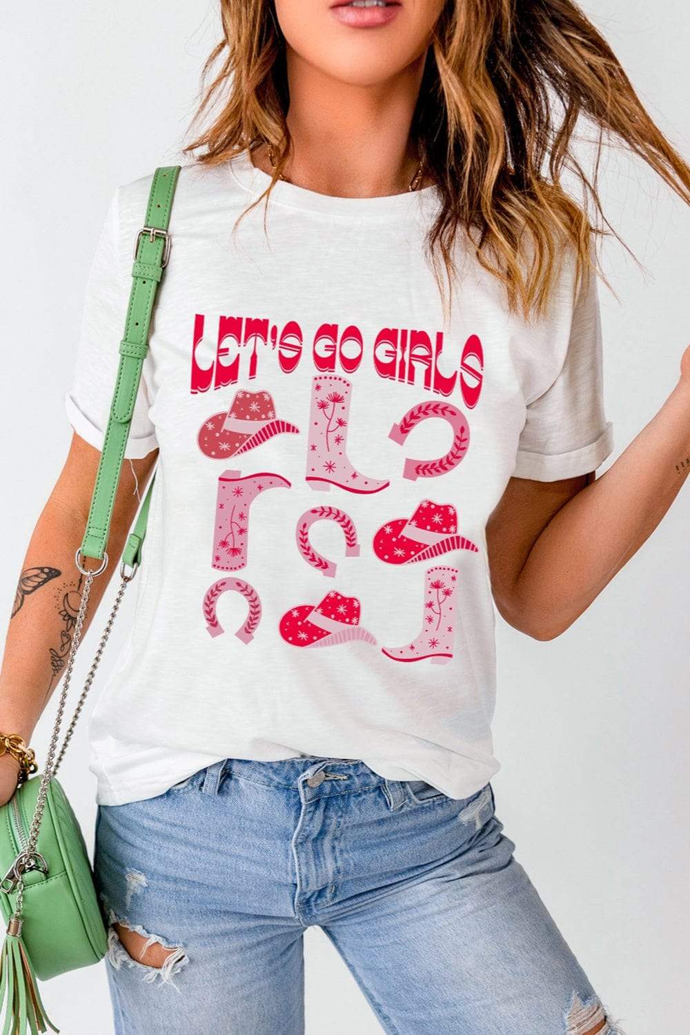 Graphic Round Neck Short Sleeve T-Shirt - Trendsi - Flyclothing LLC