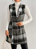 Honey Plaid Button Up Vest Coat - Trendsi - Flyclothing LLC