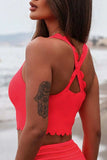 Crisscross Scoop Neck Swim Top - Trendsi - Flyclothing LLC