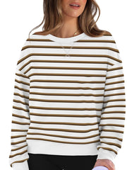 Lovelet Striped Round Neck Long Sleeve Sweatshirt - Trendsi