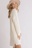 Umgee Full Size High Low Long Sleeve Boucle Sweater Dress Plus Size - Trendsi
