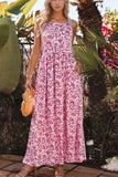 Floral Cutout Back Square Neck Maxi Dress - Trendsi