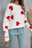 Angel Wings Heart Round Neck Dropped Shoulder Sweater - Trendsi