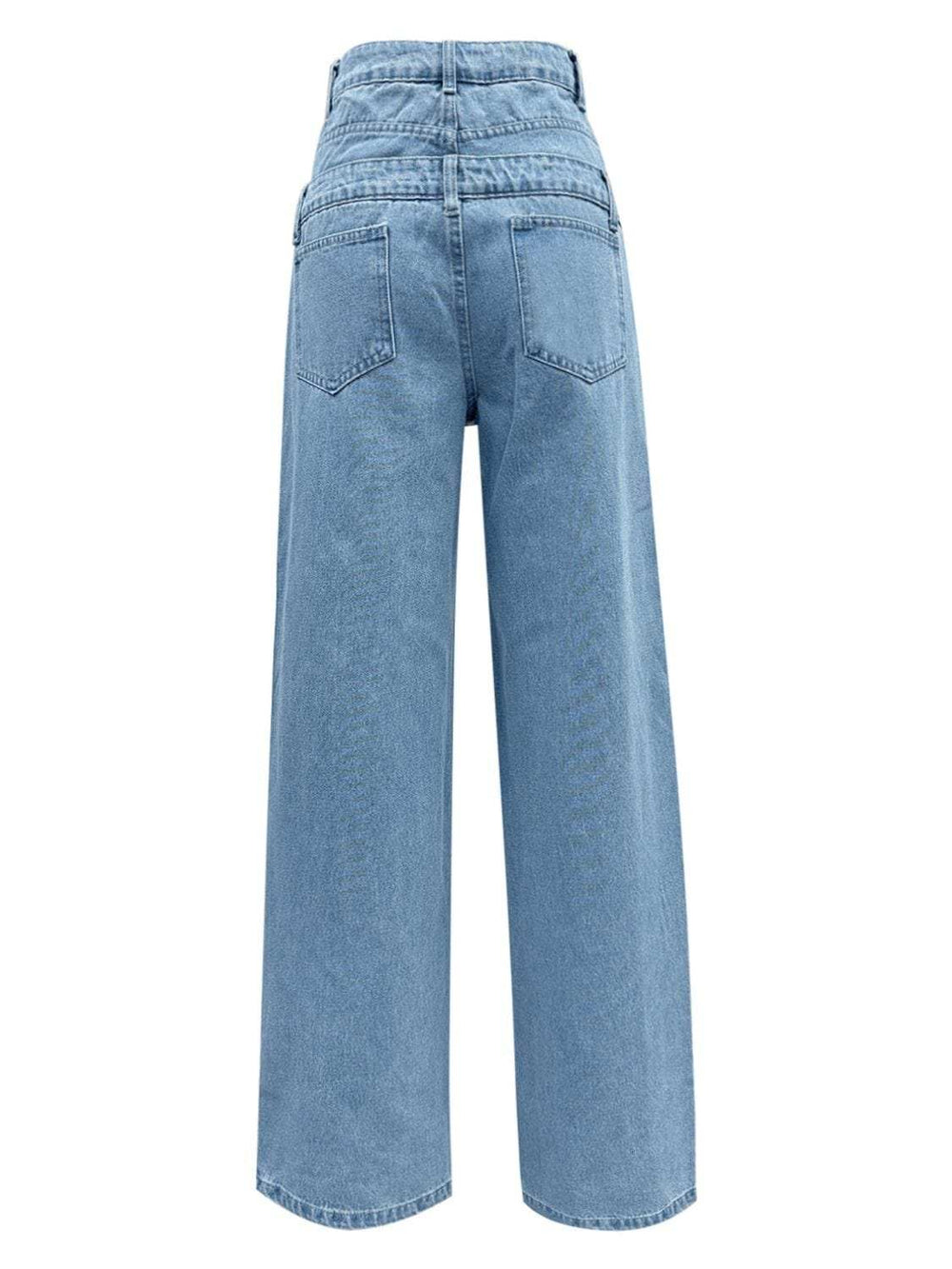 Faux Layered High Waist Jeans - Trendsi - Flyclothing LLC