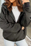 Drawstring Zip Up Long Sleeve Hooded Jacket - Trendsi - Flyclothing LLC