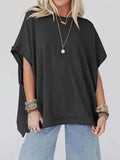 Lovelet Texture Round Neck Short Sleeve T-Shirt - Trendsi