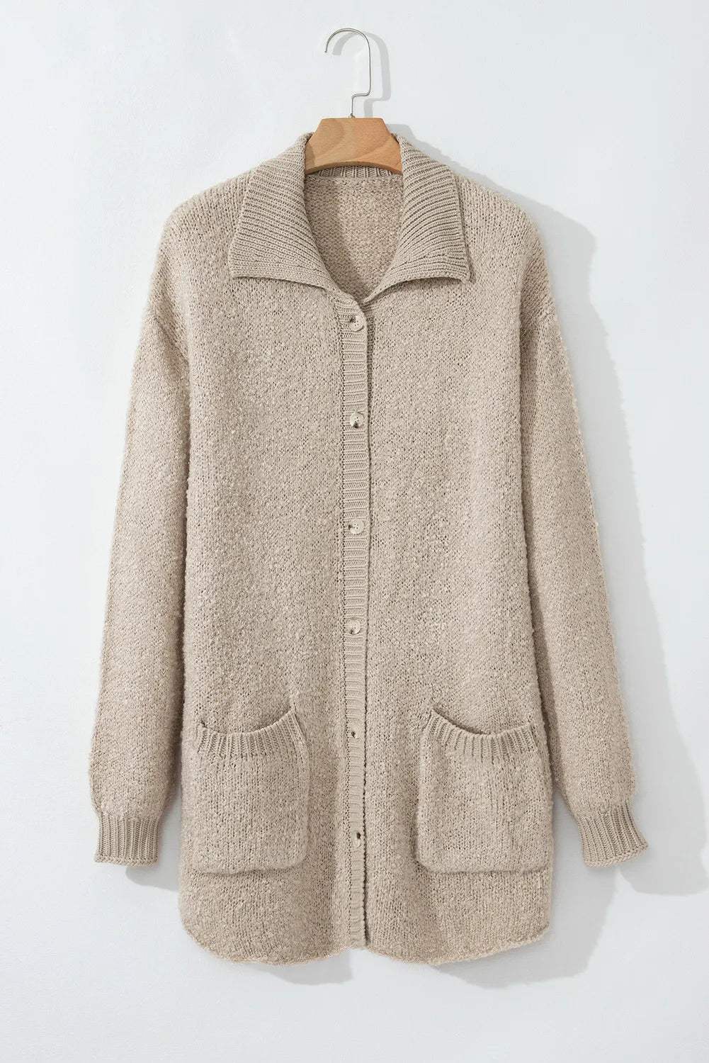Pocketed Button Up Long Sleeve Cardigan - Trendsi - Flyclothing LLC