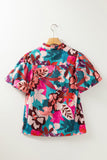 Printed Notched Puff Sleeve Blouse - Trendsi