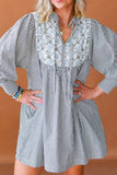 Tied Floral Printed Striped Long Sleeve Dress - Trendsi