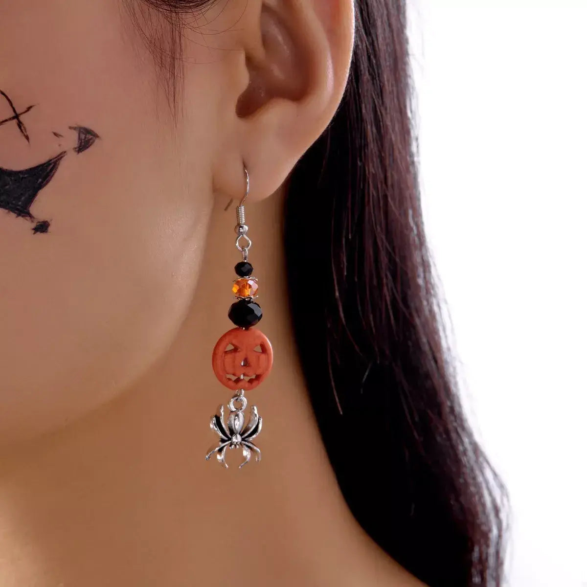 Halloween Spider Pumpkin Drop Earrings - Trendsi - Flyclothing LLC