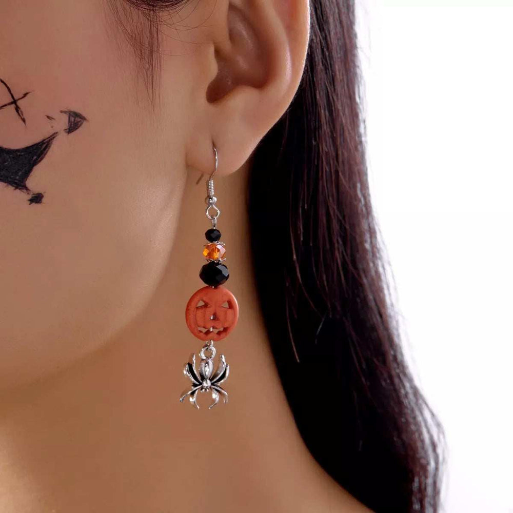Halloween Spider Pumpkin Drop Earrings - Trendsi - Flyclothing LLC