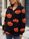 Jack-O'-Lantern Half Zip Long Sleeve Sweatshirt - Trendsi - Flyclothing LLC