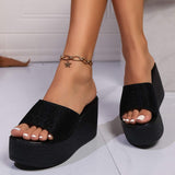 Open Toe Wedge Sandals - Trendsi - Flyclothing LLC