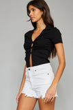 Kancan Full Size High Rise Frayed Hem Denim Shorts - Trendsi