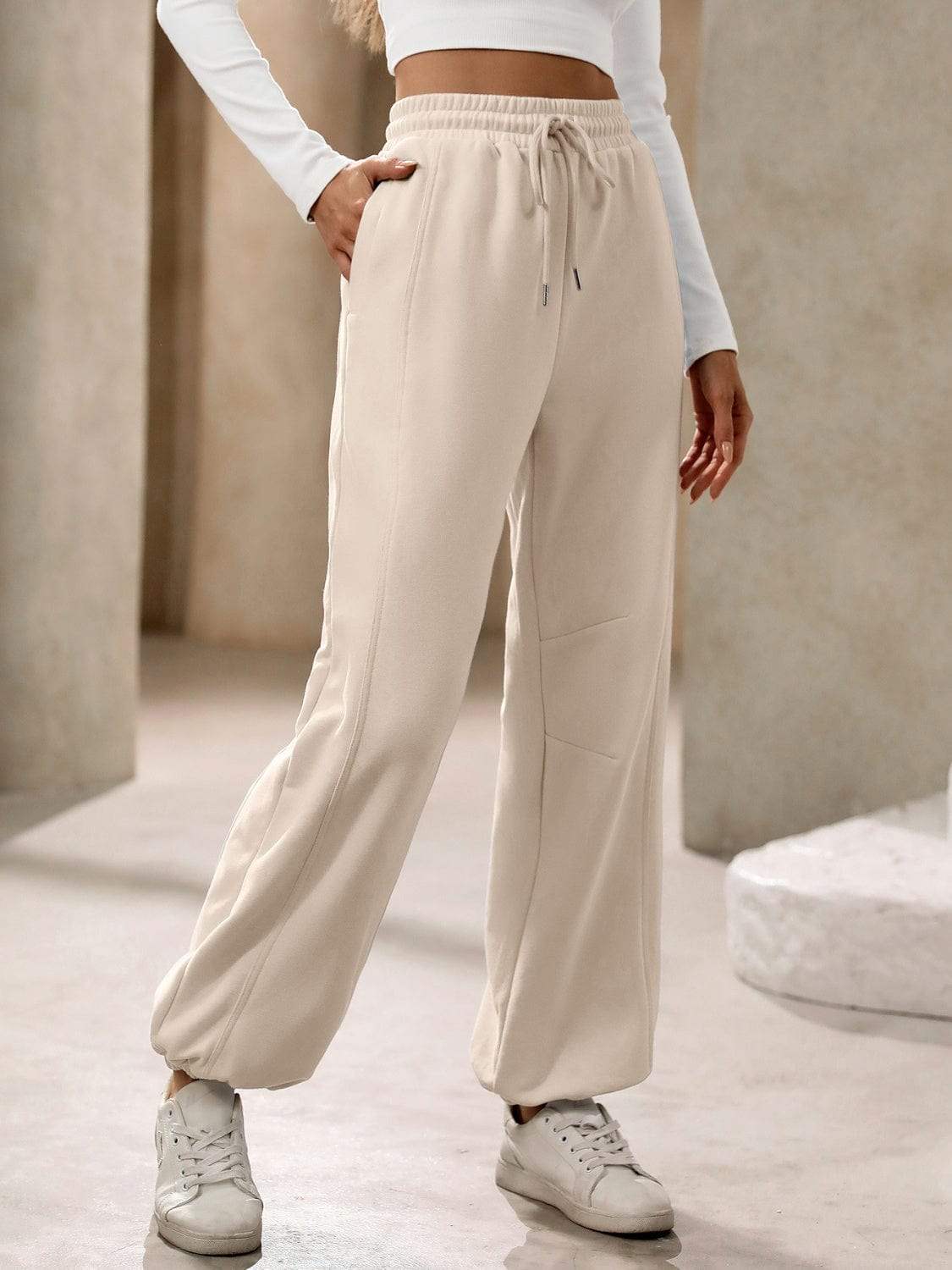 Drawstring Joggers with Pockets - Trendsi - Flyclothing LLC