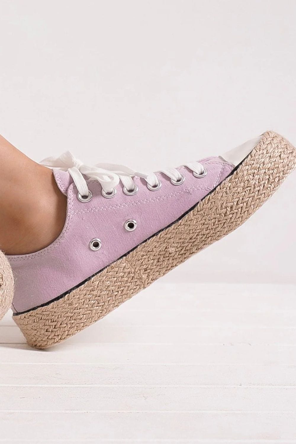 Beast Fashion Lace Up Woven Espadrille Sole Sneakers - Trendsi