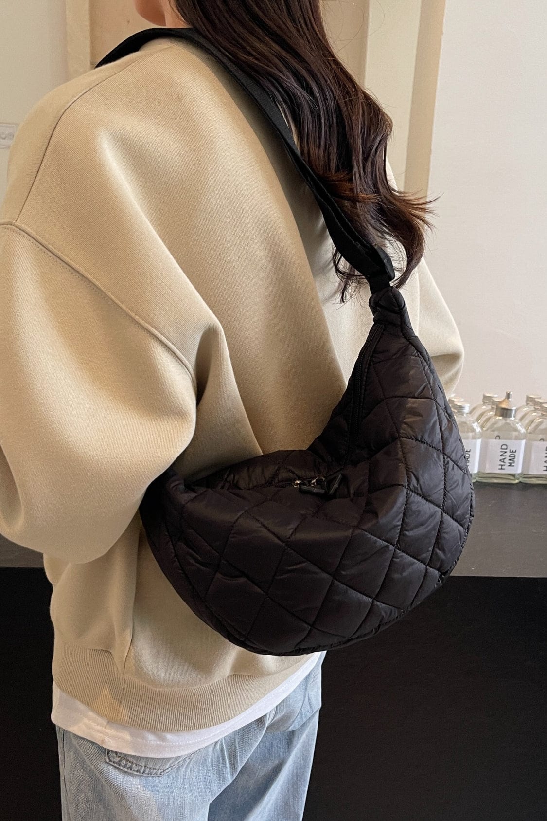 Quilted Adjustable Strap Crossbody Bag - Trendsi