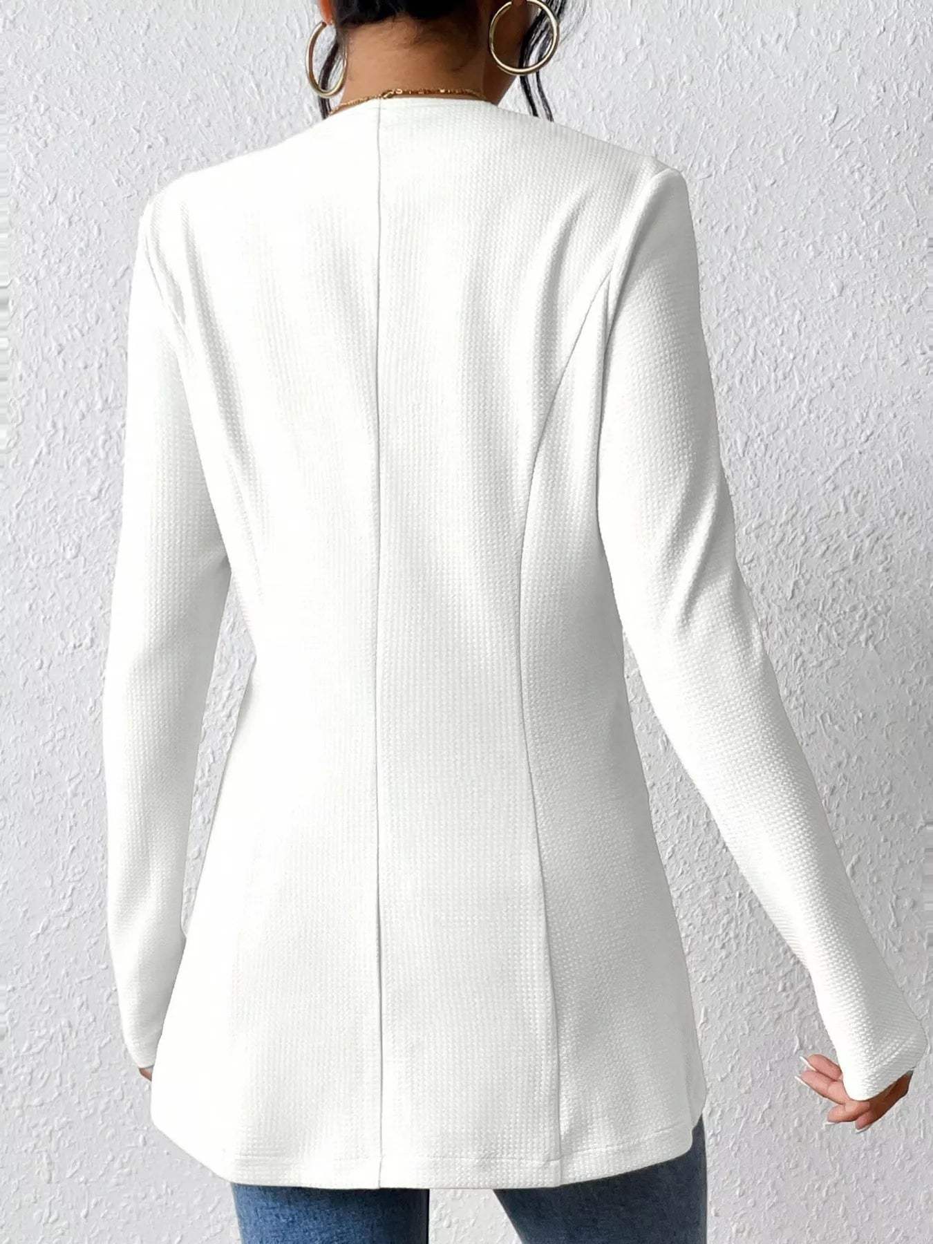 One Button Long Sleeve Blazer - Trendsi - Flyclothing LLC