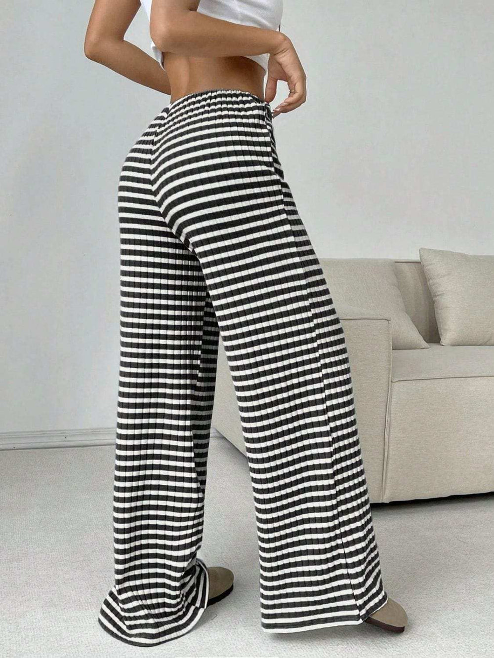Tied Striped Wide Leg Pants - Trendsi - Flyclothing LLC