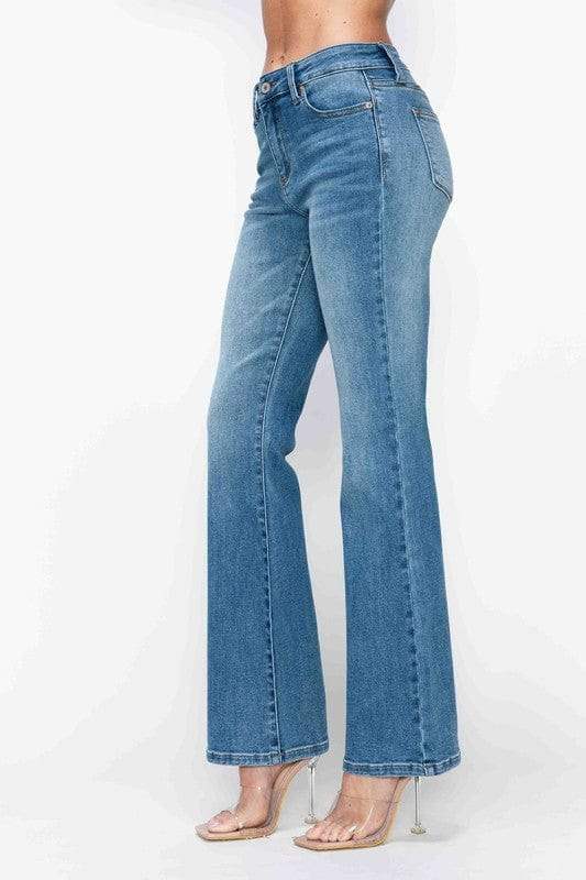 bytos Full Size Cat's Whiskers Mid Rise Bootcut Jeans - Trendsi - Flyclothing LLC