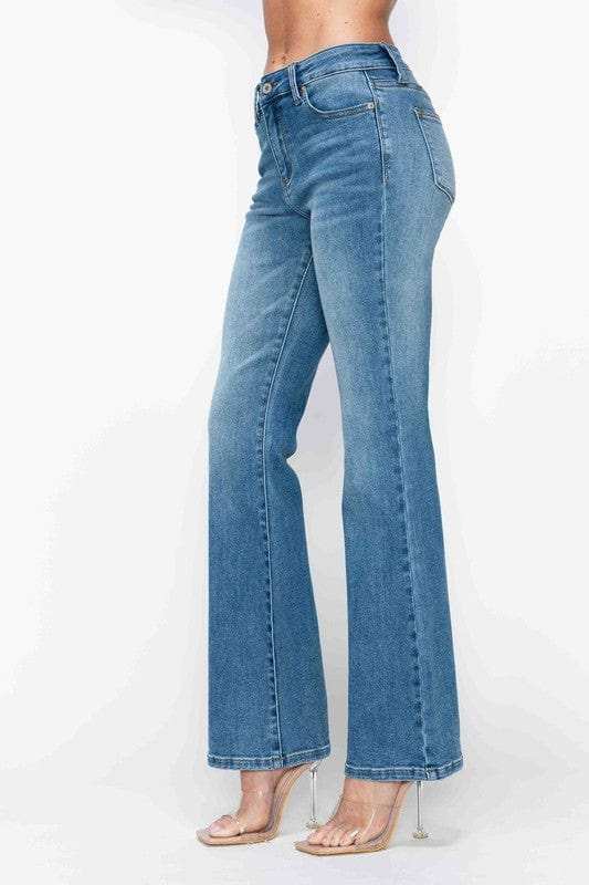 bytos Full Size Cat's Whiskers Mid Rise Bootcut Jeans - Trendsi - Flyclothing LLC