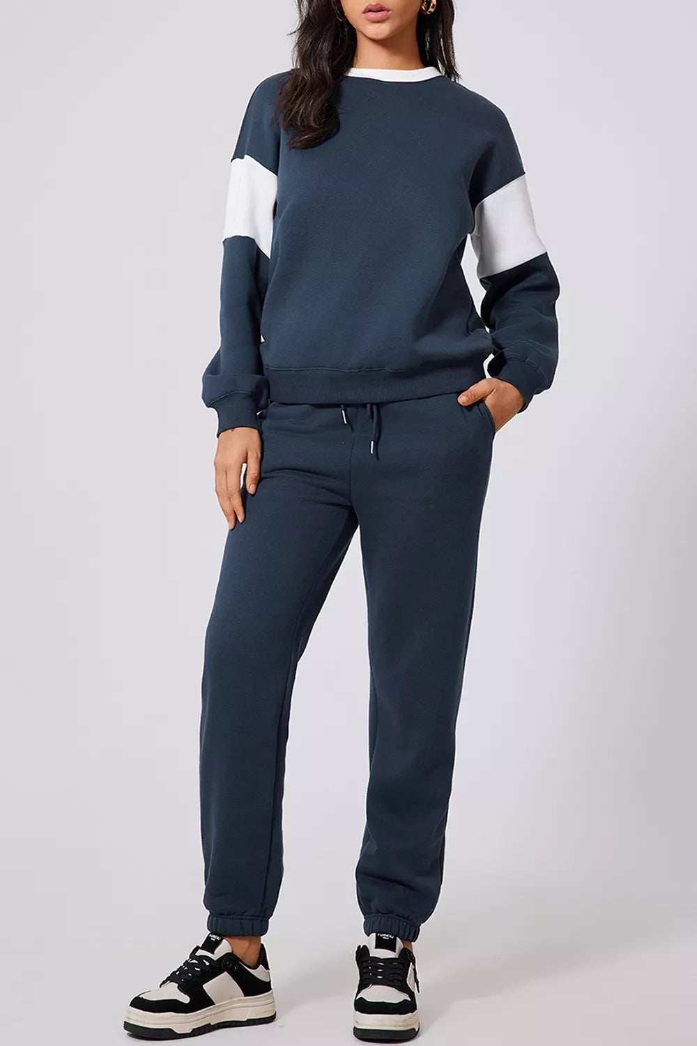 Drop Shoulder Loose Sweatshirt and Joggers Active Set - Trendsi - Flyclothing LLC