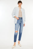 Kancan High Rise Distressed Mom Jeans - Trendsi