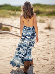 Tie-Dye Halter Neck Sleeveless Dress Trendsi