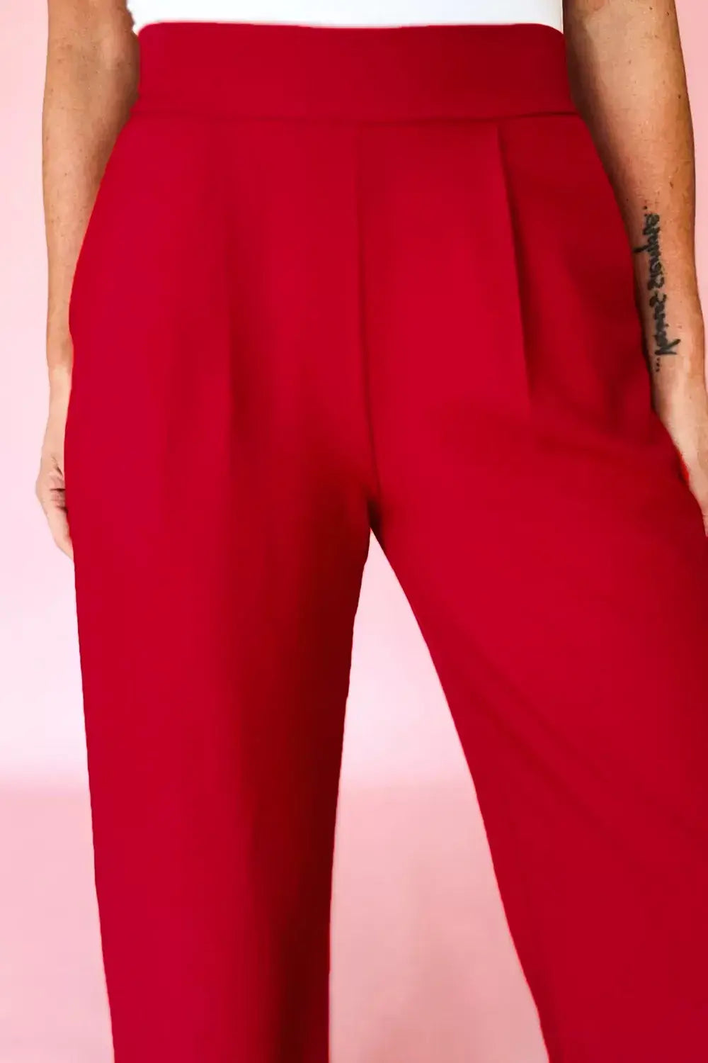 Pleated Detail Pull On High Elastic Waist Loose Straight Pants - Trendsi - Flyclothing LLC