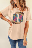 Sequin Round Neck Short Sleeve T-Shirt - Trendsi - Flyclothing LLC
